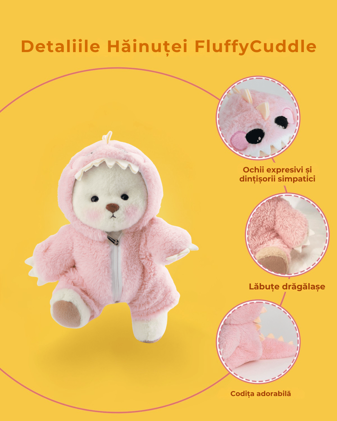 Ursulet Handmade Premium cu Hainute Personalizabile - FluffyCuddle - 