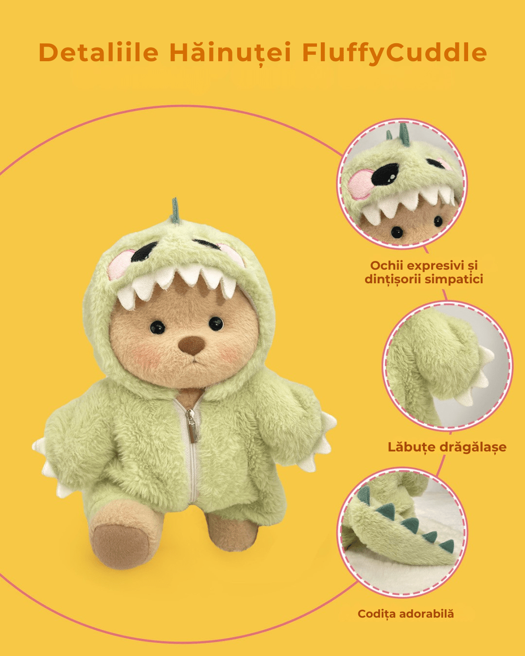 Ursulet Handmade Premium cu Hainute Personalizabile - FluffyCuddle - 