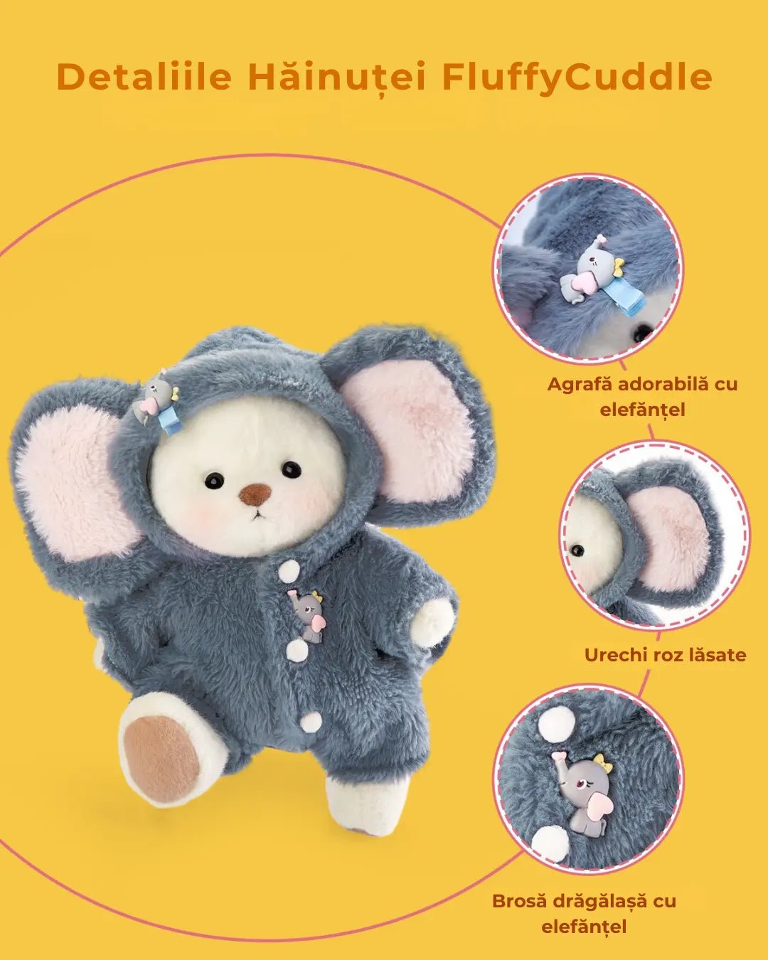 Ursulet Handmade Premium cu Hainute Personalizabile - FluffyCuddle - 