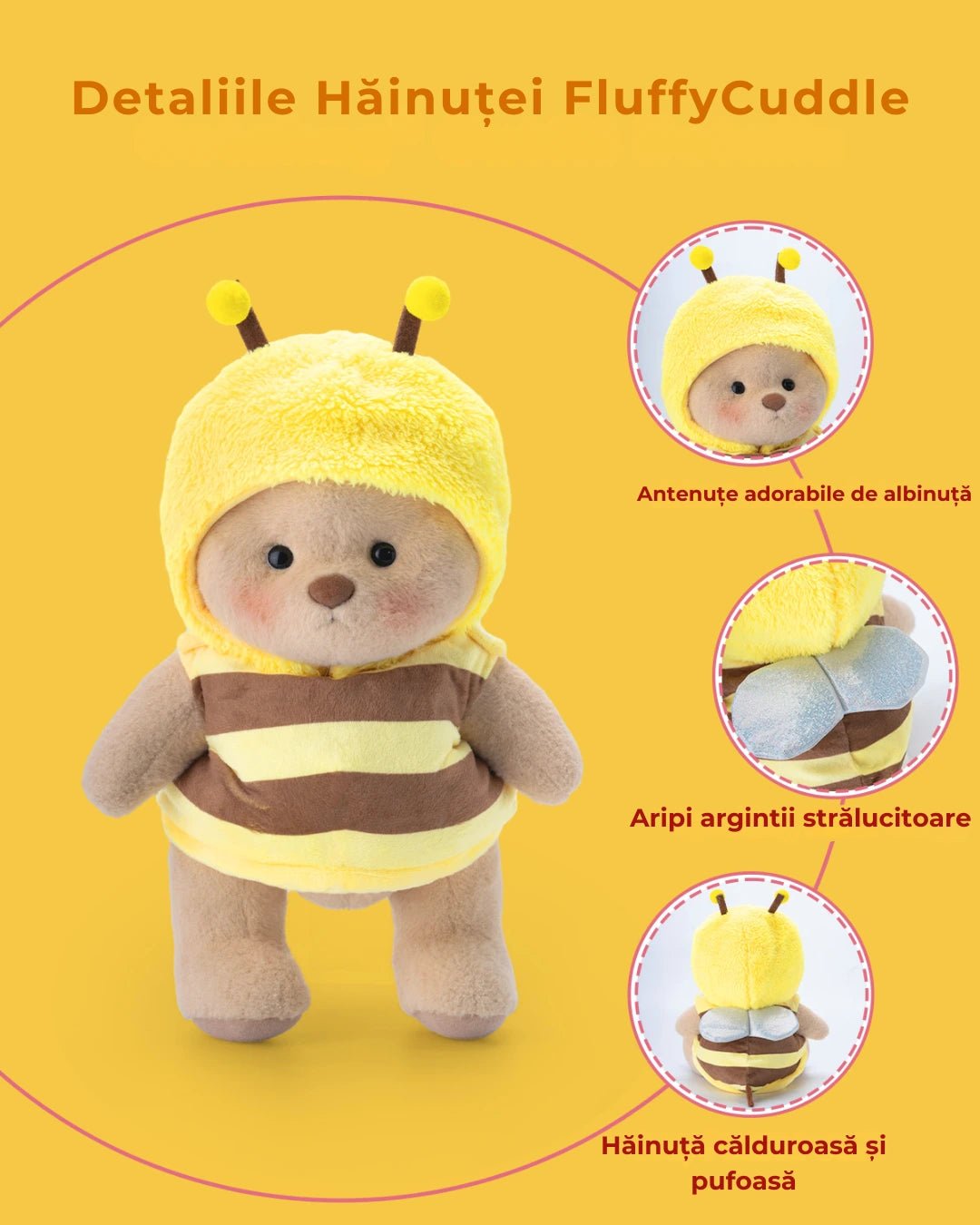 Ursulet Handmade Premium cu Hainute Personalizabile - FluffyCuddle - 