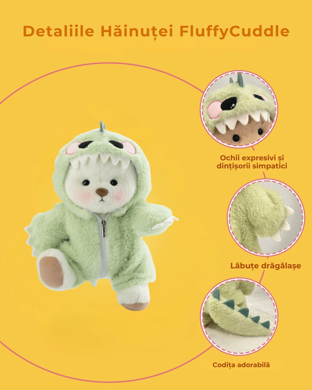 Ursulet Handmade Premium cu Hainute Personalizabile - FluffyCuddle - 