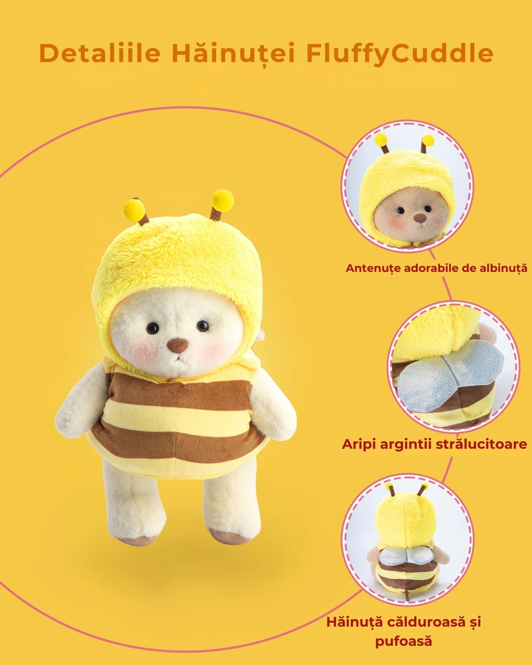 Ursulet Handmade Premium cu Hainute Personalizabile - FluffyCuddle - 