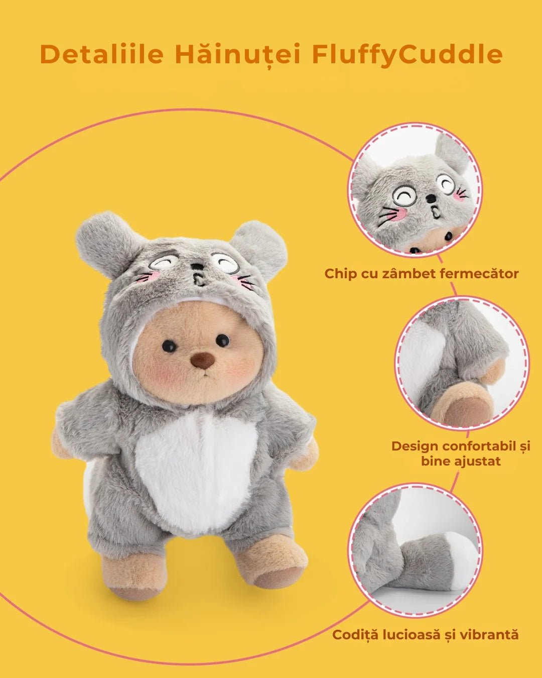 Ursulet Handmade Premium cu Hainute Personalizabile - FluffyCuddle - 