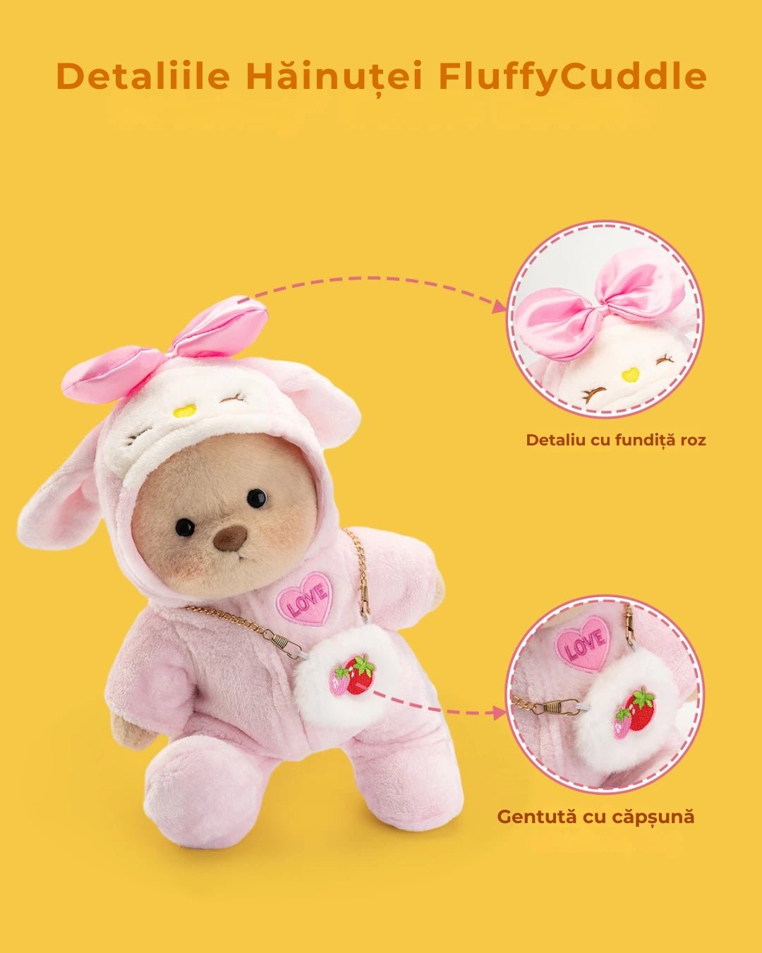 Ursulet Handmade Premium cu Hainute Personalizabile - FluffyCuddle - 