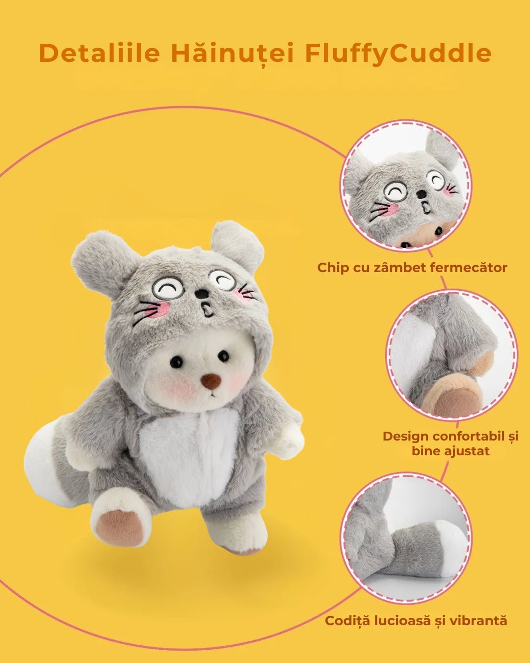 Ursulet Handmade Premium cu Hainute Personalizabile - FluffyCuddle - 