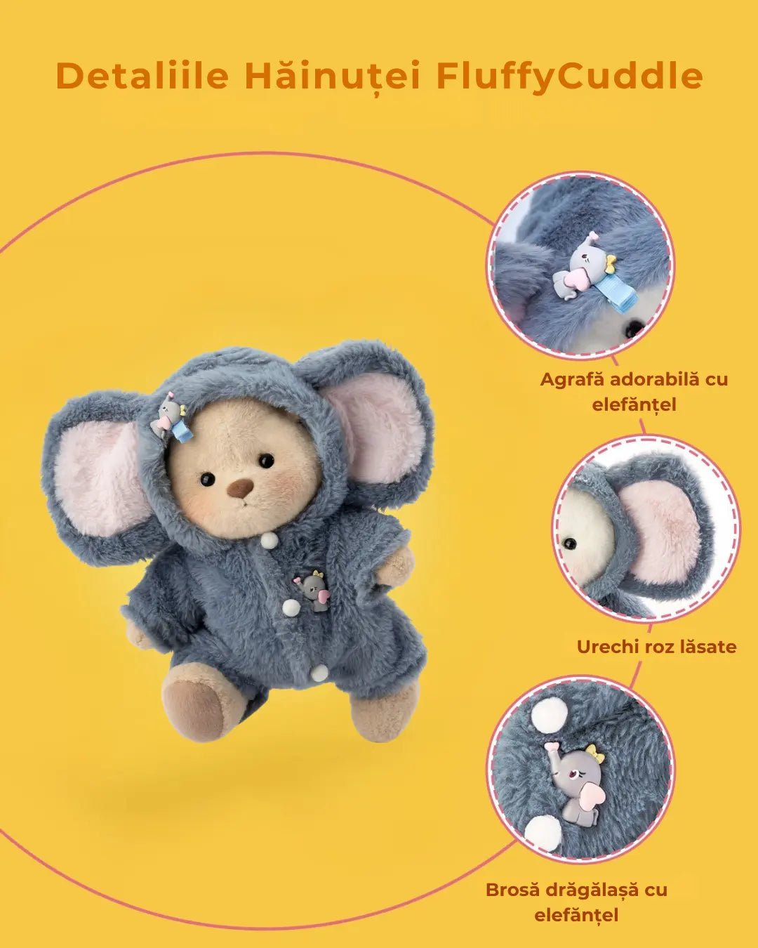 Ursulet Handmade Premium cu Hainute Personalizabile - FluffyCuddle - 