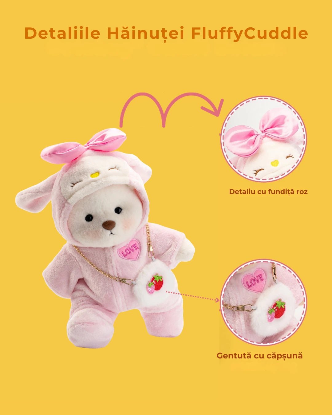 Ursulet Handmade Premium cu Hainute Personalizabile - FluffyCuddle - 