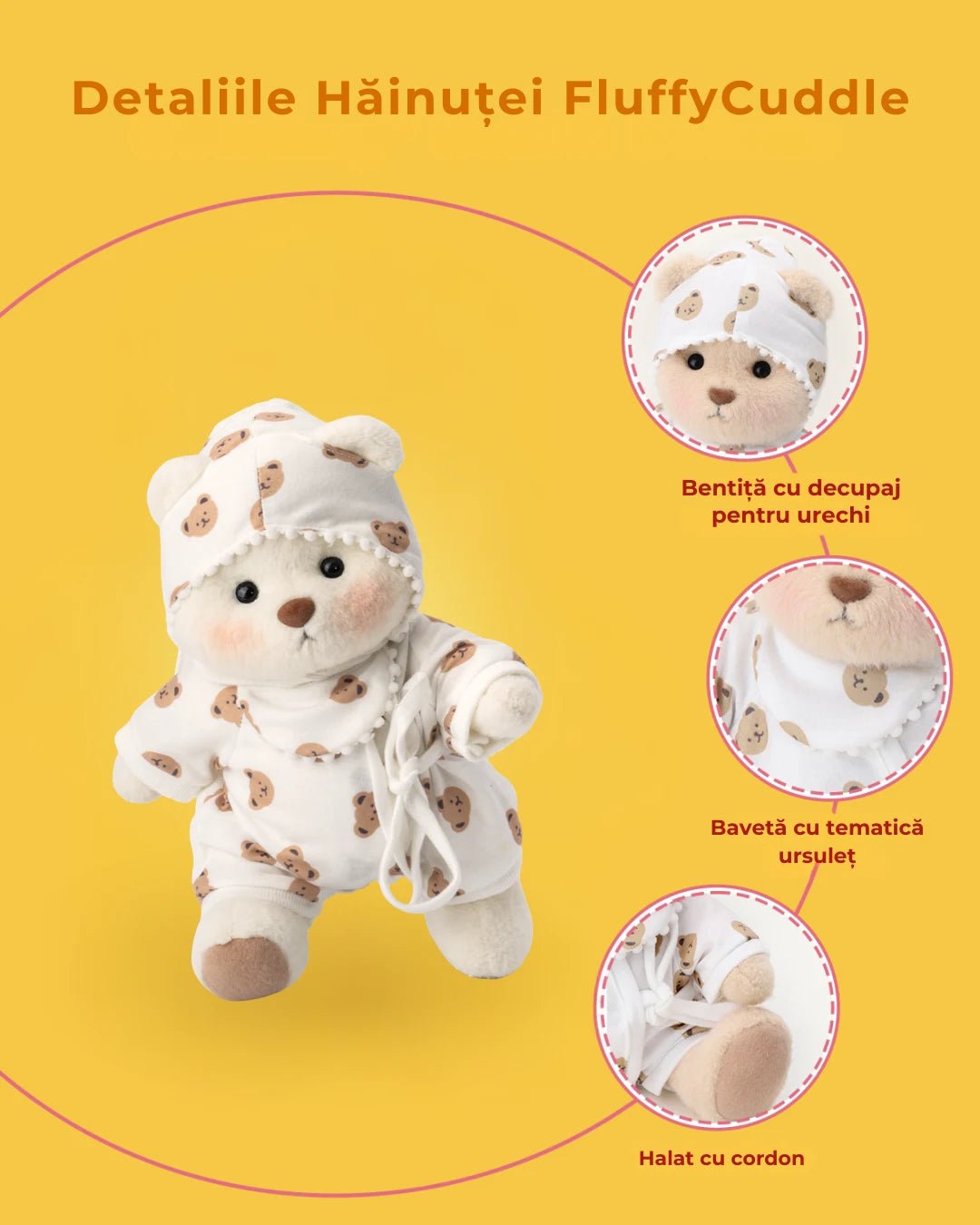 Ursulet Handmade Premium cu Hainute Personalizabile - FluffyCuddle - 